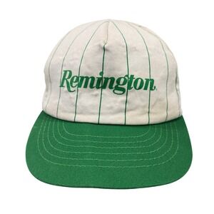 Remington Snapback Hat Mens OSFM White Green Good Pinstripe Vintage Logo Cap